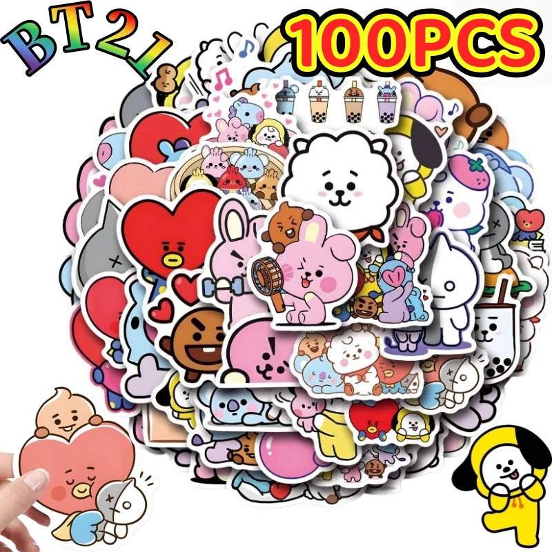 Cookies Pack - 55/110 pièces d'autocollants BT21 Chimmy Cooky
